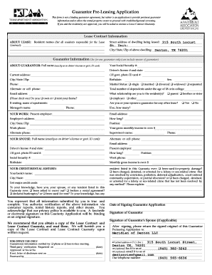 Guarantor Pre-Leasing Application