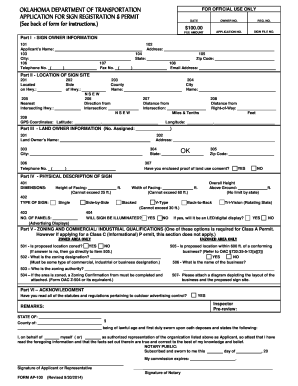 APPLICATION FOR SIGN REGISTRATION & PERMIT - okladot state ok