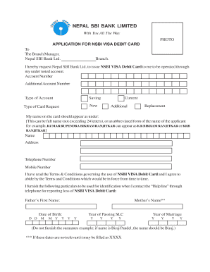 Nepal SBI Bank Visa Debit Card Application