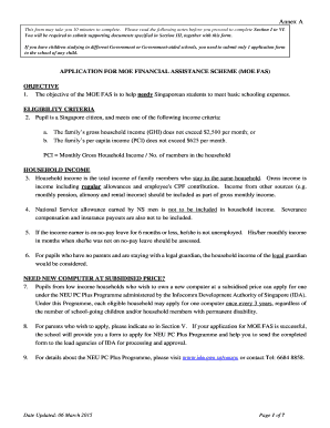 MOE Financial Assistance Scheme Application Form