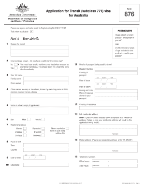 Australia Transit Visa Application Form 771