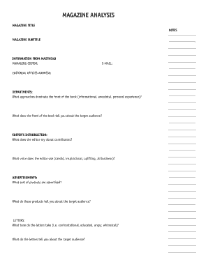 Magazine Analysis Template