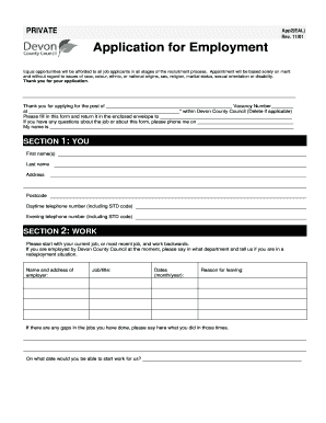 Devon County Council Application for Employment