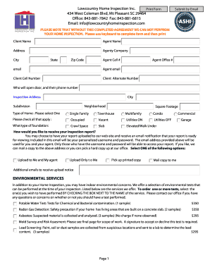 Lowcountry Home Inspection Pre-Inspection Agreement