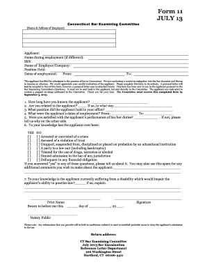 Connecticut Bar Employment Reference Form 11