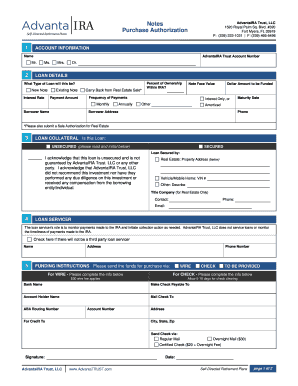 AdvantaIRA Trust Loan Purchase Authorization