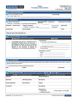 Advanta IRA Purchase Authorization Form