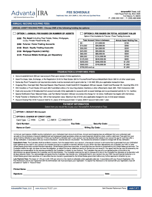 AdvantaIRA Trust Fee Schedule