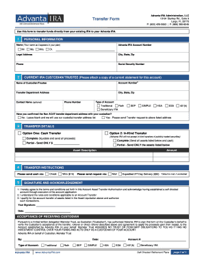 Advanta IRA Transfer Form