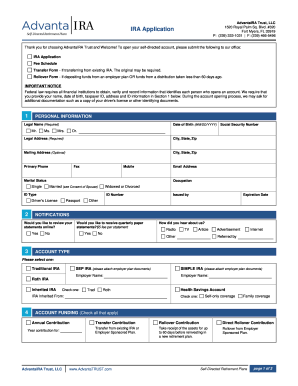 AdvantaIRA Trust IRA Application