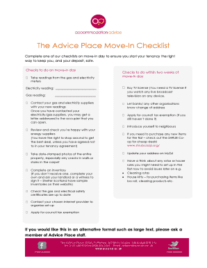 Advice Place Move-In Checklist