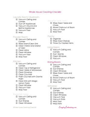 Whole House Cleaning Checklist