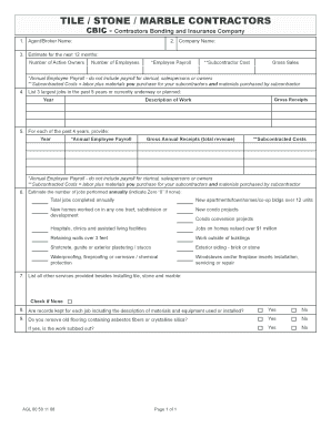Tile Stone Marble Contractor Application Form