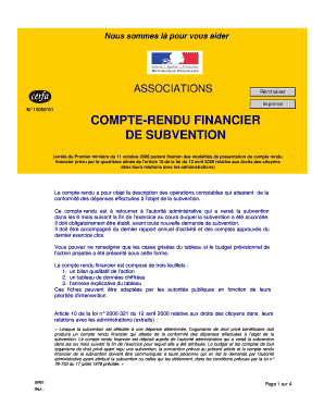 Compte-rendu financier de subvention