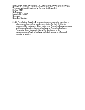Kanawha County Student Transportation Permission Form