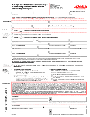 Anlage zur Nachlassabwicklung