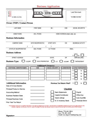 Business Tax Application Form