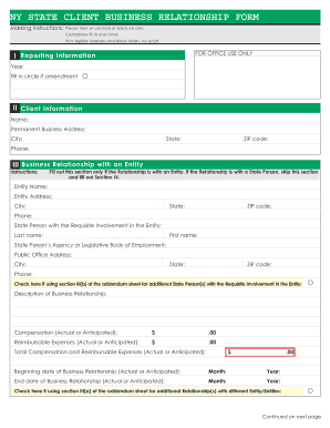 NY State Client Business Relationship Form