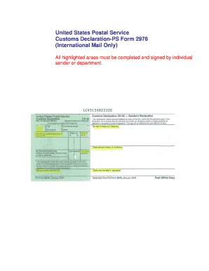 USPS Customs Declaration Form 2976