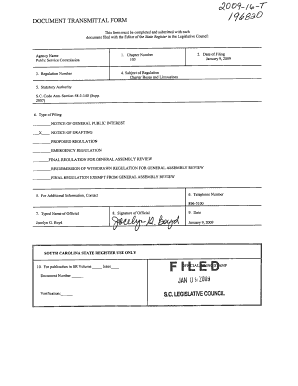 South Carolina Document Transmittal Form