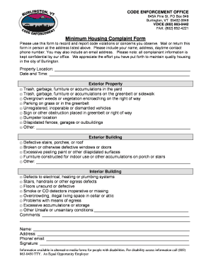 Minimum Housing Complaint Form