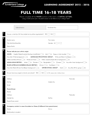 Learning Agreement Form 2015-2016