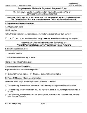 Employment Network Payment Request Form