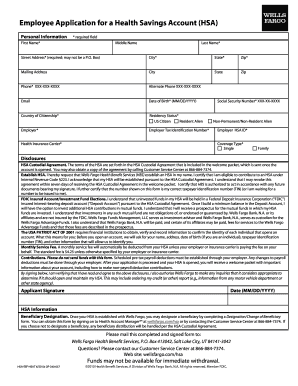 Employee Application for Health Savings Account (HSA)