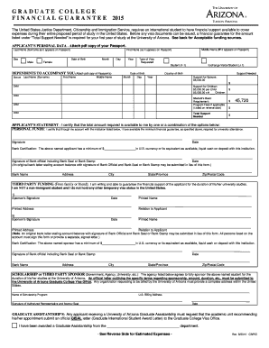 Graduate College Financial Guarantee Form