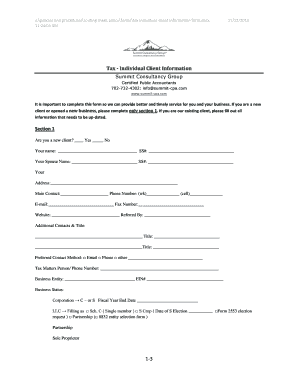Tax Individual Client Information Form