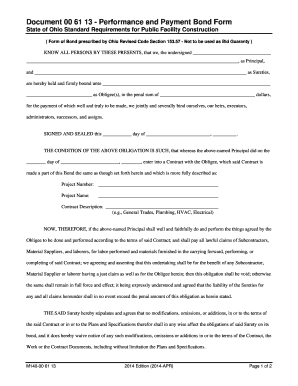 Ohio Performance and Payment Bond Form