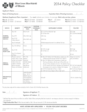 2014 Medicare Supplement Policy Checklist