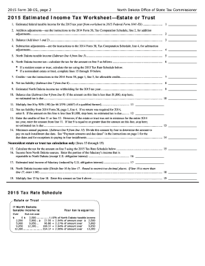 North Dakota 38-ES Estimated Income Tax Form for Estates and Trusts 2015