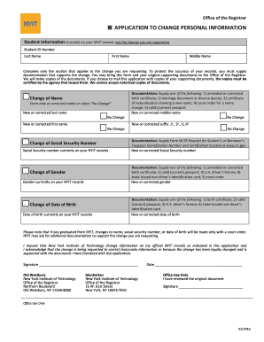 Application to Change Personal Information