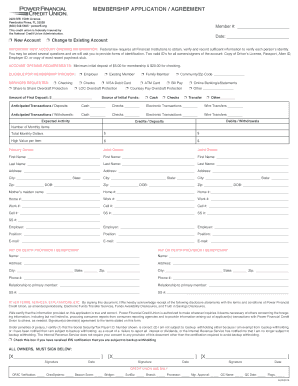 Credit Union Membership Application