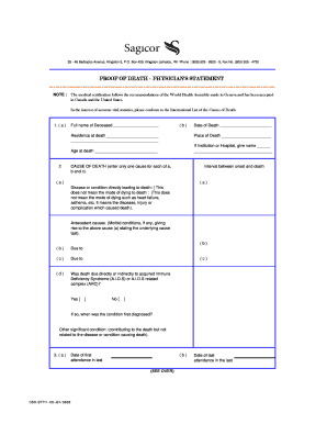 Proof of Death - Physician's Statement