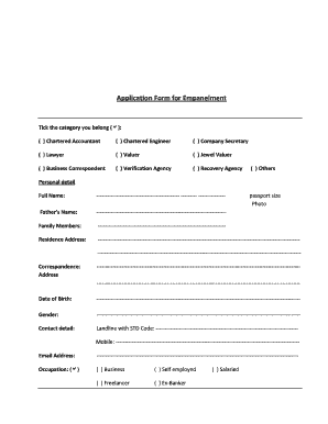 Application Form for Empanelment