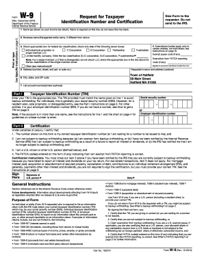 IRS Form W-9 Request for Taxpayer Identification Number and Certification