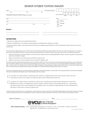 Virginia Senior Citizen Tuition Waiver Form