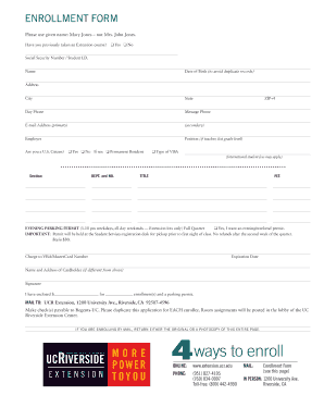 UCR Extension Enrollment Form