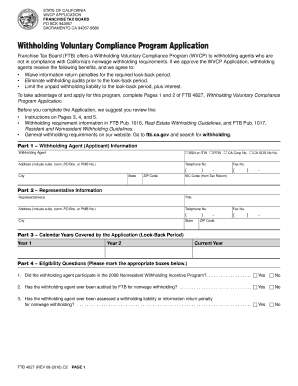 California Withholding Voluntary Compliance Program Application