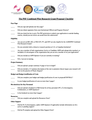 Grant proposal sample - The PSF Combined Pilot Research Grant Proposal Checklist - thepsf