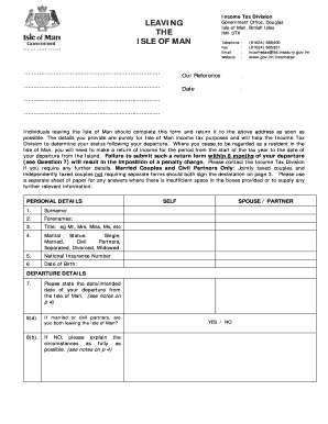 Isle of Man Income Tax Departure Form