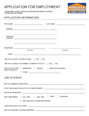 Employment Application Form