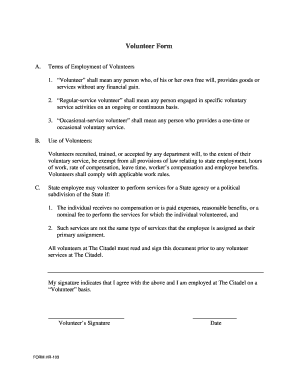 Volunteer Agreement and Authorization Form