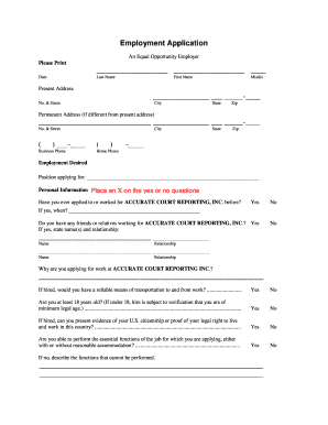 Employment Application Form