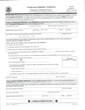 Form I-9 Employment Eligibility Verification