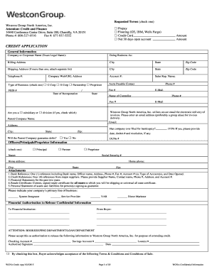 Westcon Group Credit Application