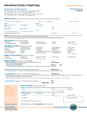 International Society of Nephrology Membership Application Form