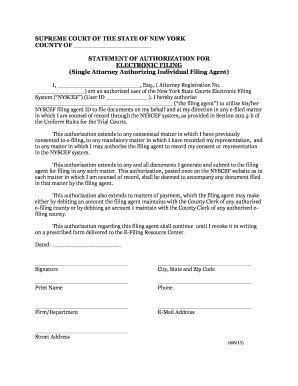 New York Electronic Filing Authorization Form
